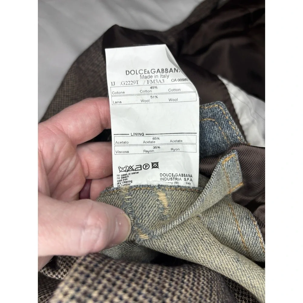 Dolce And Gabbana Men's Brown Herringbone Wool‎ Blend Sport Coat Blazer 46 Italy